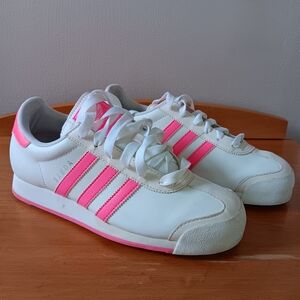Adidas Women's White and Pink Sneakers
